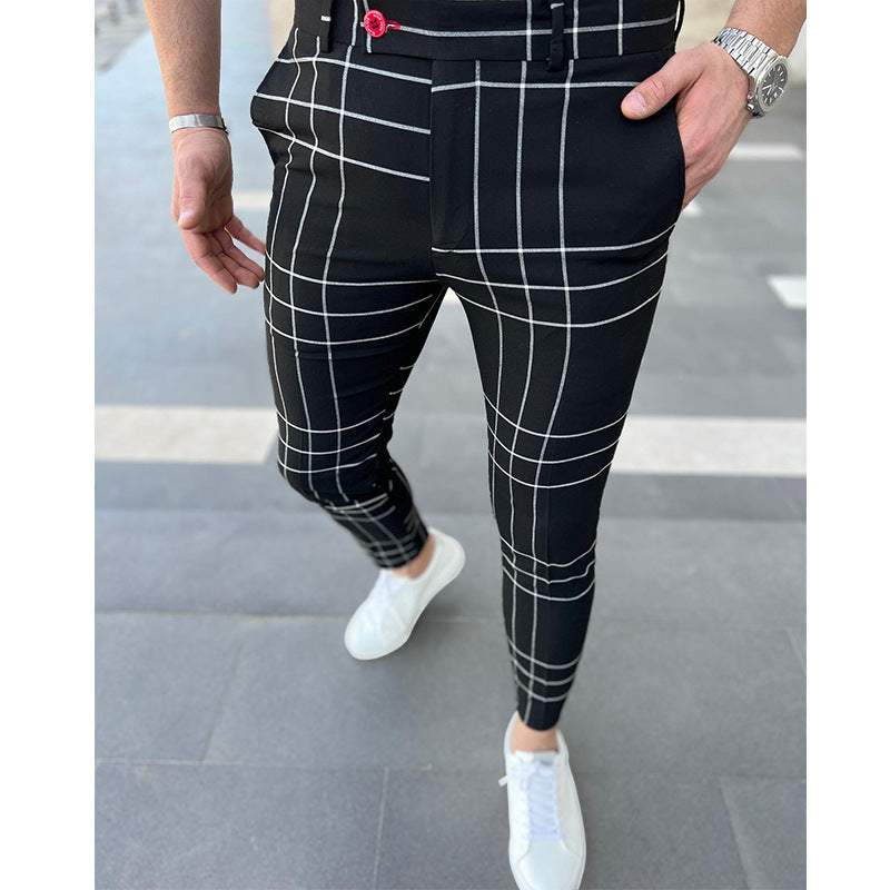 Men's Summer Grid Striped Pants Casual Pants