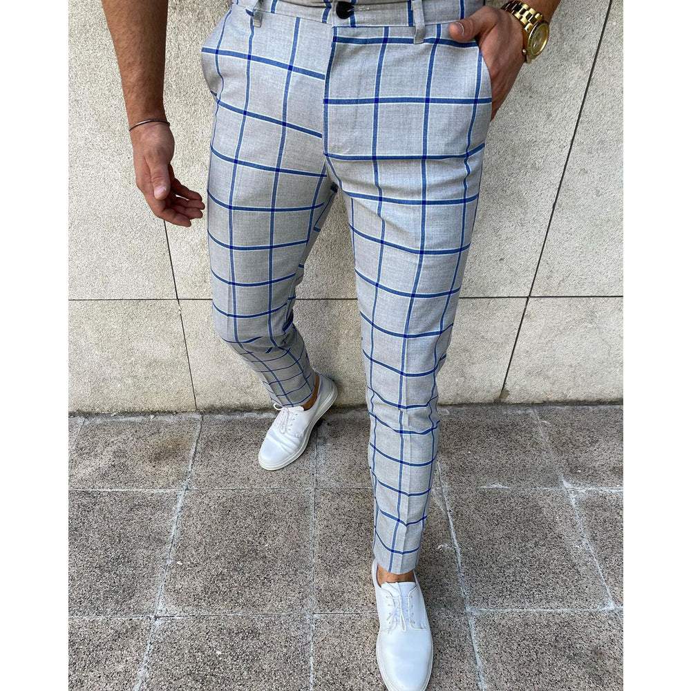 Men's Plaid Printing Leisure Pants Simple Trousers