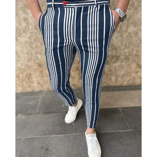 New Men's Striped Trousers Casual Pants