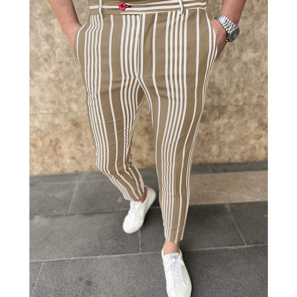 New Men's Striped Trousers Casual Pants