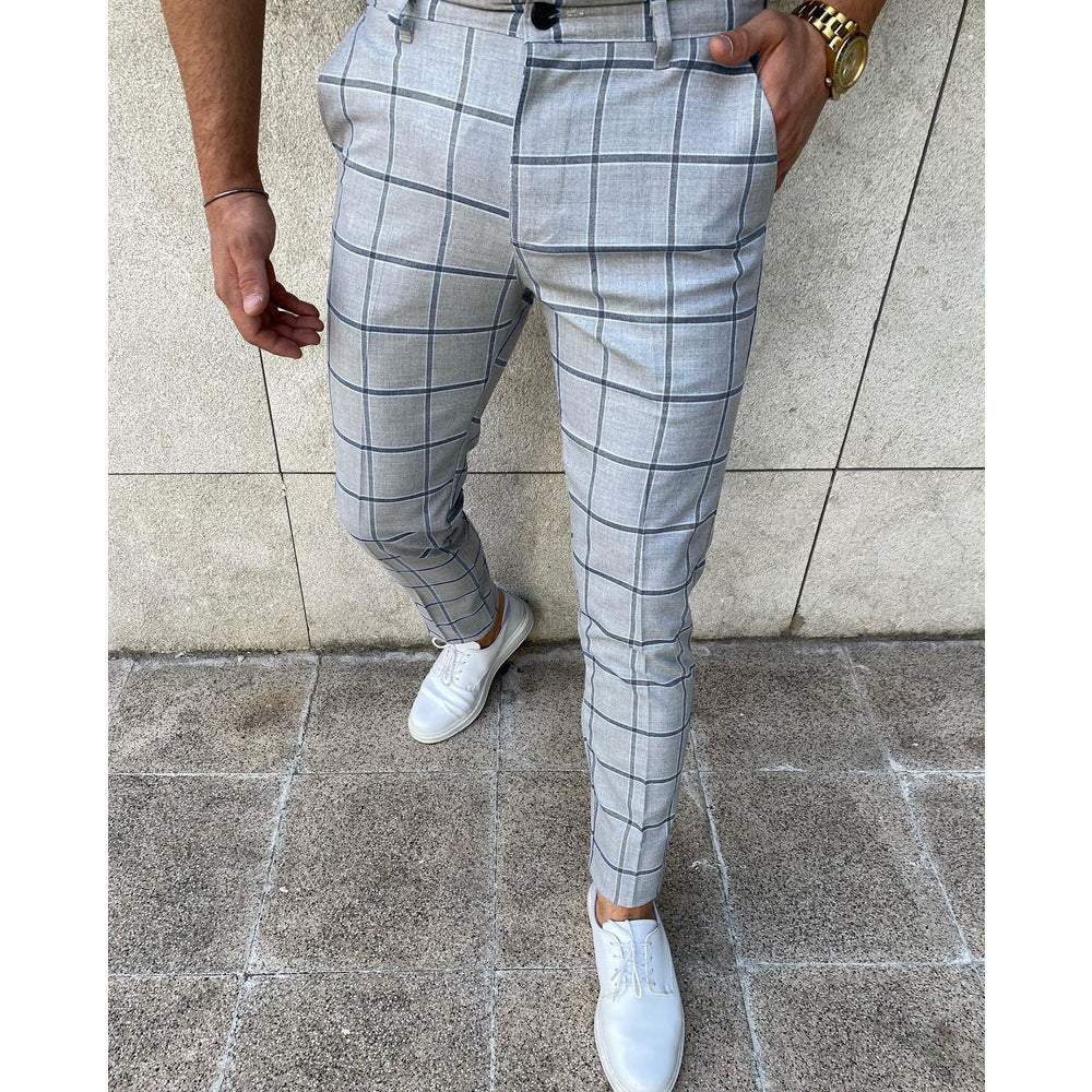 Men's Plaid Printing Leisure Pants Simple Trousers